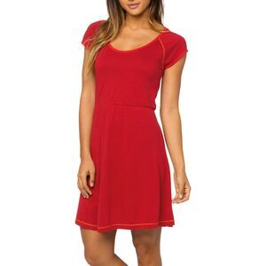 prAna Faith Organic Cotton Pink Red Striped Athleisure Dress Medium